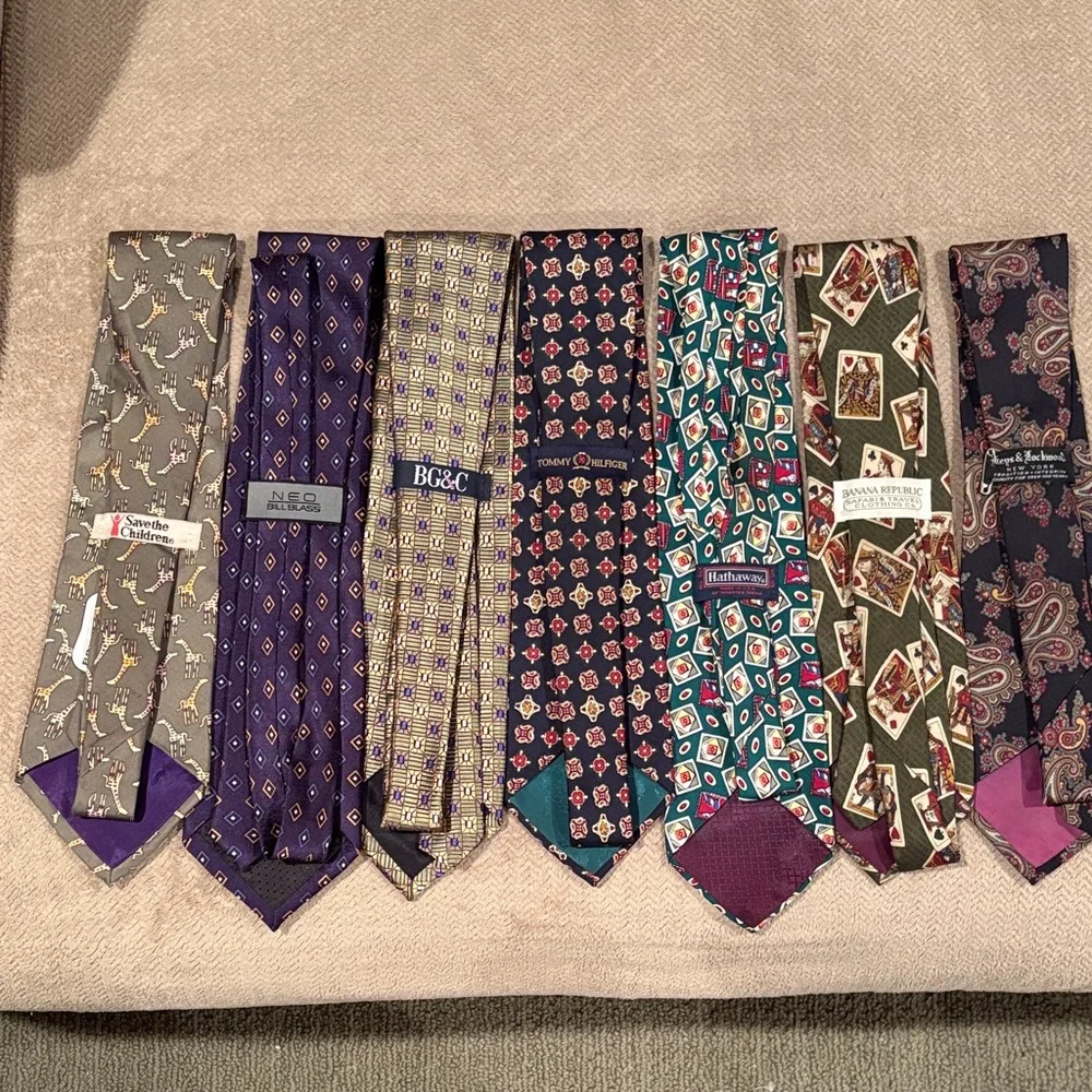 Tommy Hilfiger Men's Patterned Silk Tie Set — Blue, Purple, Green, Gray, Teal